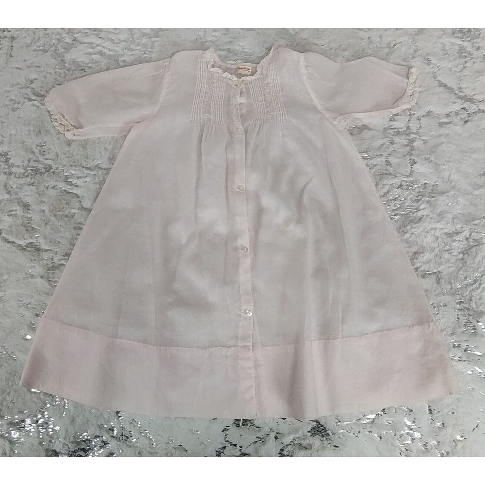 Handmade Philippines Light Pink Pintuck Lace Embroidered Baby‎ Dress Heirloom